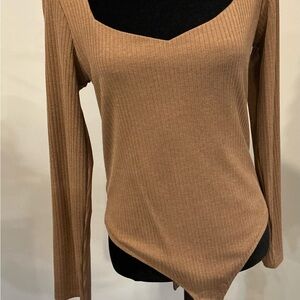 COS Camel Ribbed Knit Top